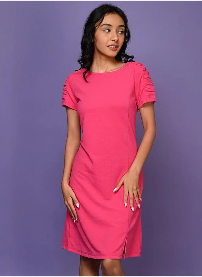 LILPICKS Round Neck Gathered Detail Dress by Styli