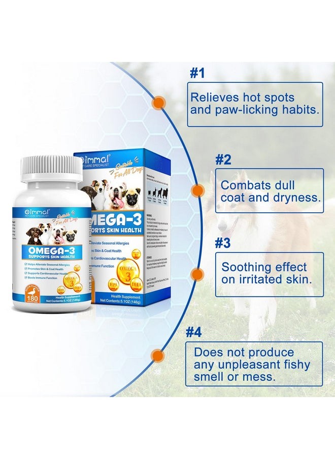 Alivo - Omega 3 for Dogs, 180P Omega 3 Fish Oil Tablets for Dogs Supports Seasonal Allergies Relief, Itch Skin Relief & Promote Coat Health, Pet Dog Fish Supplements with Omega-3 6 9, Vitamin E - 180 Tablets - Image 1
