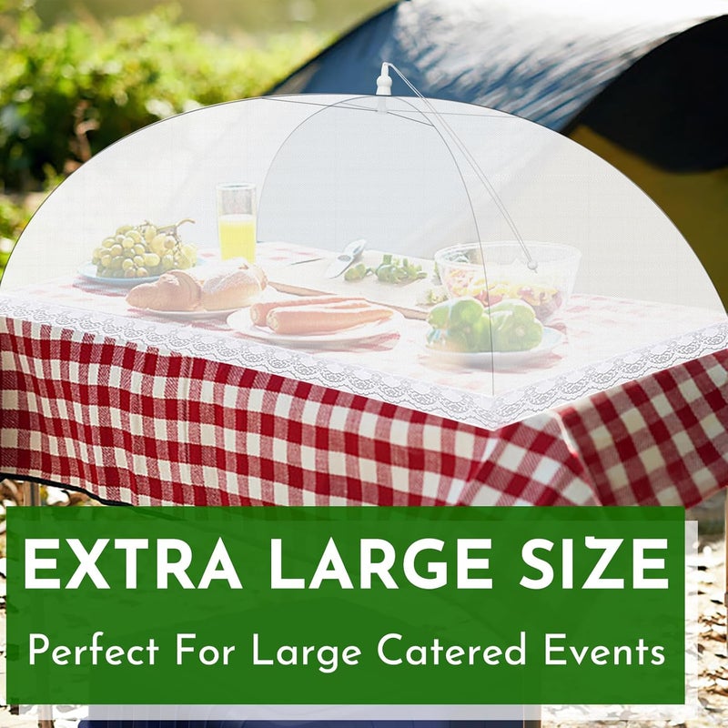 Niceyos Mesh Food Covers for Outside - 8 Pack Upgraded 2 Extra Large 40x24 in & 6 Large 17x17 in Food Tent Food Cover Outdoors Party Collapsible Picnic Nets Umbrella Mesh Screen Pop Up Food Dome (White) - Image 2