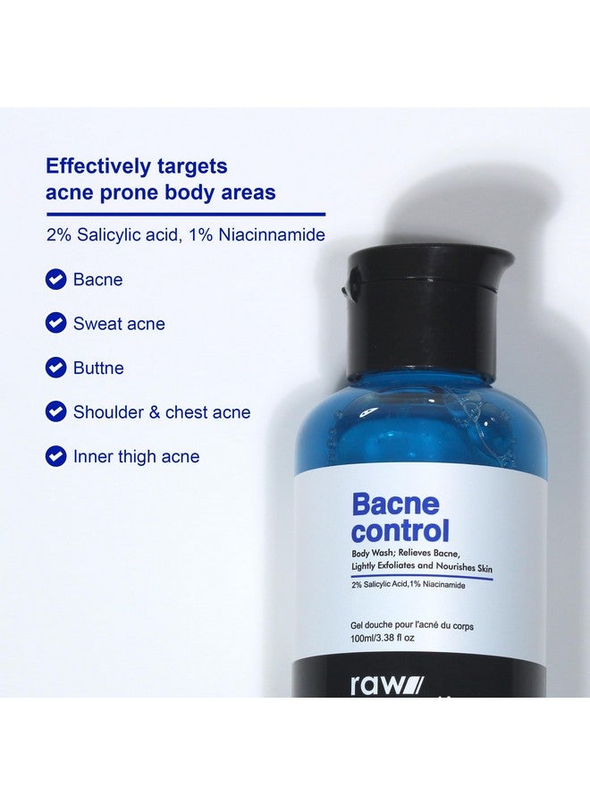 Raw Essentials Bacne Control Body Wash, 2% Salicylic Acid, 1% Niacinamide 100ml (Pack of 1), Relieves Body Acne, Exfoliates and Nourishes Skin, SLS & Paraben Free, For Men & Women - Image 4