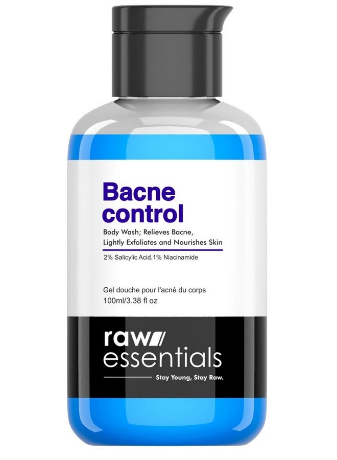 Raw Essentials Bacne Control Body Wash, 2% Salicylic Acid, 1% Niacinamide 100ml (Pack of 1), Relieves Body Acne, Exfoliates and Nourishes Skin, SLS & Paraben Free, For Men & Women - Image 1