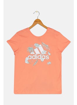 Adidas Kids Girl Short Sleeve Outdoor T-shirt, Peach  - Image 1