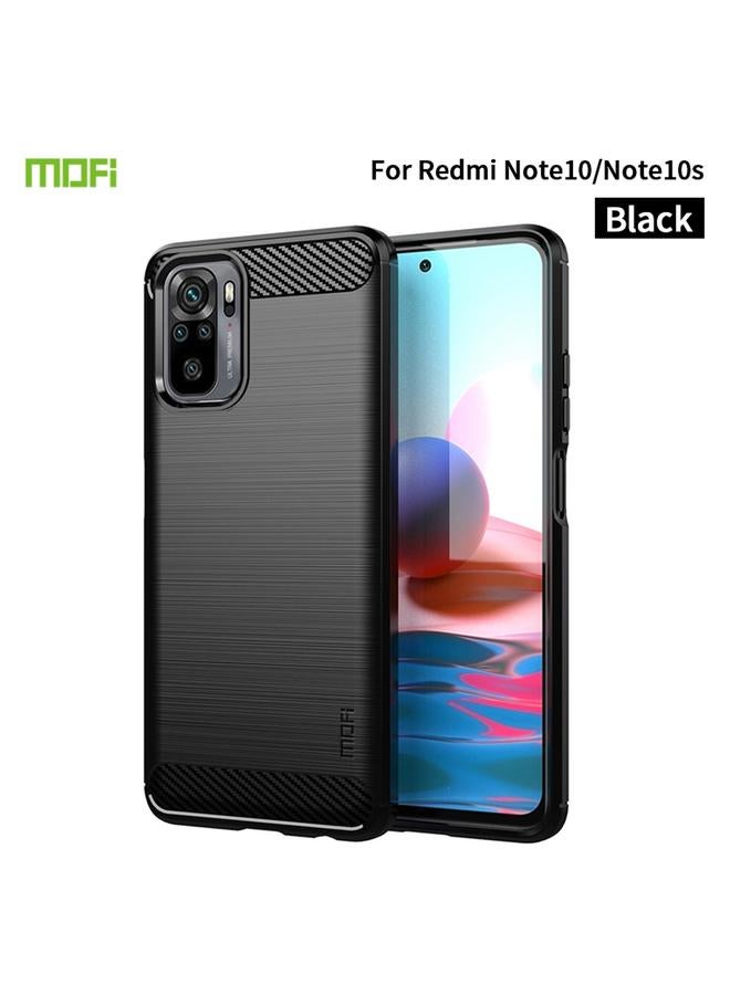 The Bros Case For Xiaomi Redmi Note 10 / Note 10S Gentleness Series Brushed Texture Carbon Fiber Soft TPU Case
