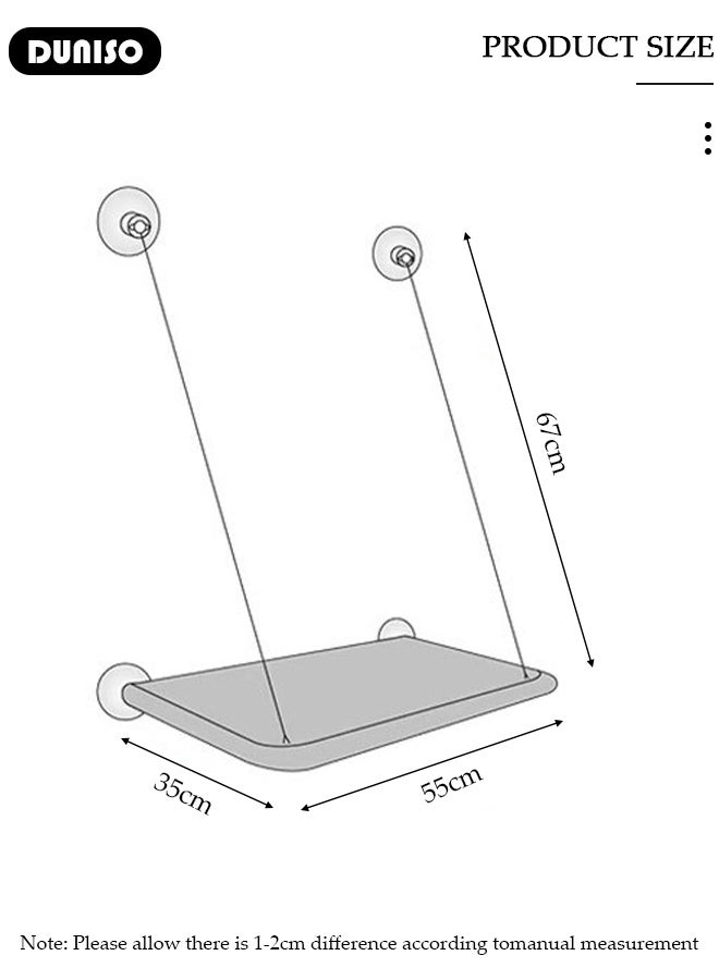 DUNISO Cat Window Perch Cat Bed Window Breathable Foldable Cat Hammock Bed Window Mounted Cat Seat with Strong Suction Cups,Space Saving Bed Shelf for Cats Safety Cats Resting Seat for Indoor - Image 2