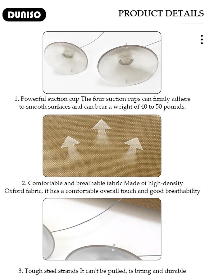 DUNISO Cat Window Perch Cat Bed Window Breathable Foldable Cat Hammock Bed Window Mounted Cat Seat with Strong Suction Cups,Space Saving Bed Shelf for Cats Safety Cats Resting Seat for Indoor - Image 5