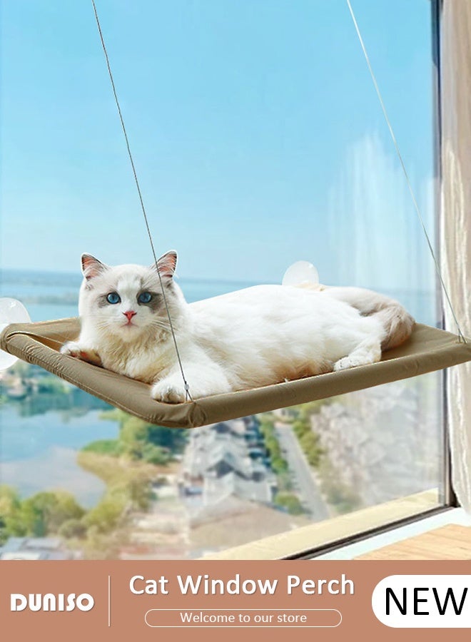 DUNISO Cat Window Perch Cat Bed Window Breathable Foldable Cat Hammock Bed Window Mounted Cat Seat with Strong Suction Cups,Space Saving Bed Shelf for Cats Safety Cats Resting Seat for Indoor - Image 1