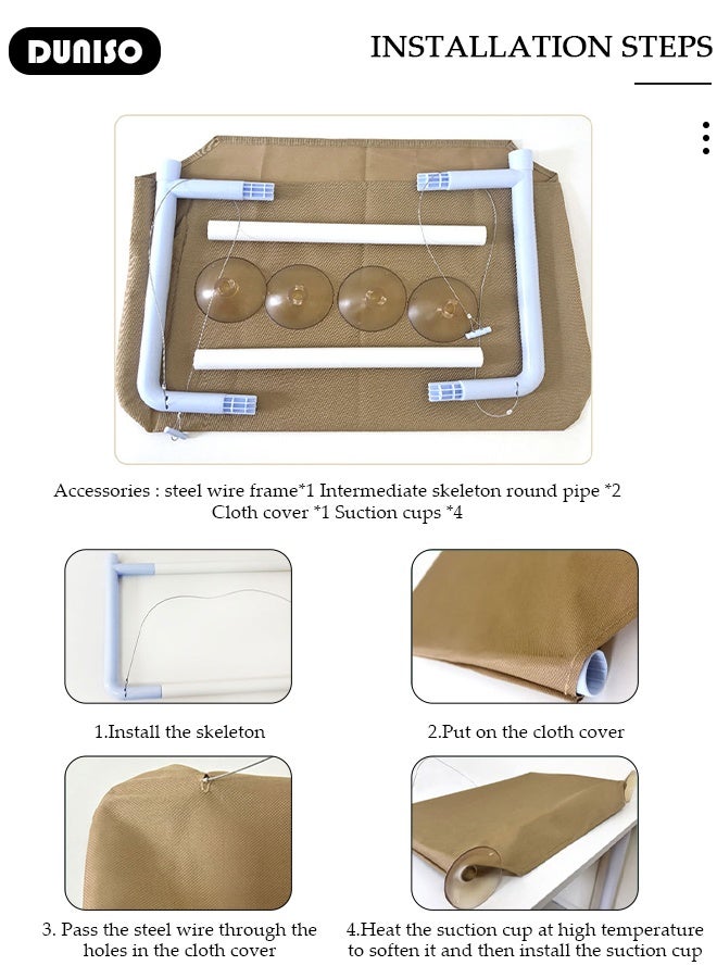 DUNISO Cat Window Perch Cat Bed Window Breathable Foldable Cat Hammock Bed Window Mounted Cat Seat with Strong Suction Cups,Space Saving Bed Shelf for Cats Safety Cats Resting Seat for Indoor - Image 3