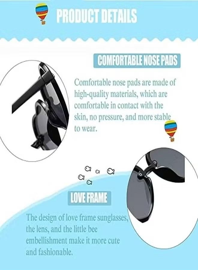 2PCS Heart Shaped Children's Sunglasses, Gradient Lenses, Jelly Frame, Boys And Girls' Sunglasses, 2-10 Years Old UV400 Protective Bee Frame, Children's UV Resistant Sunglasses - Image 3