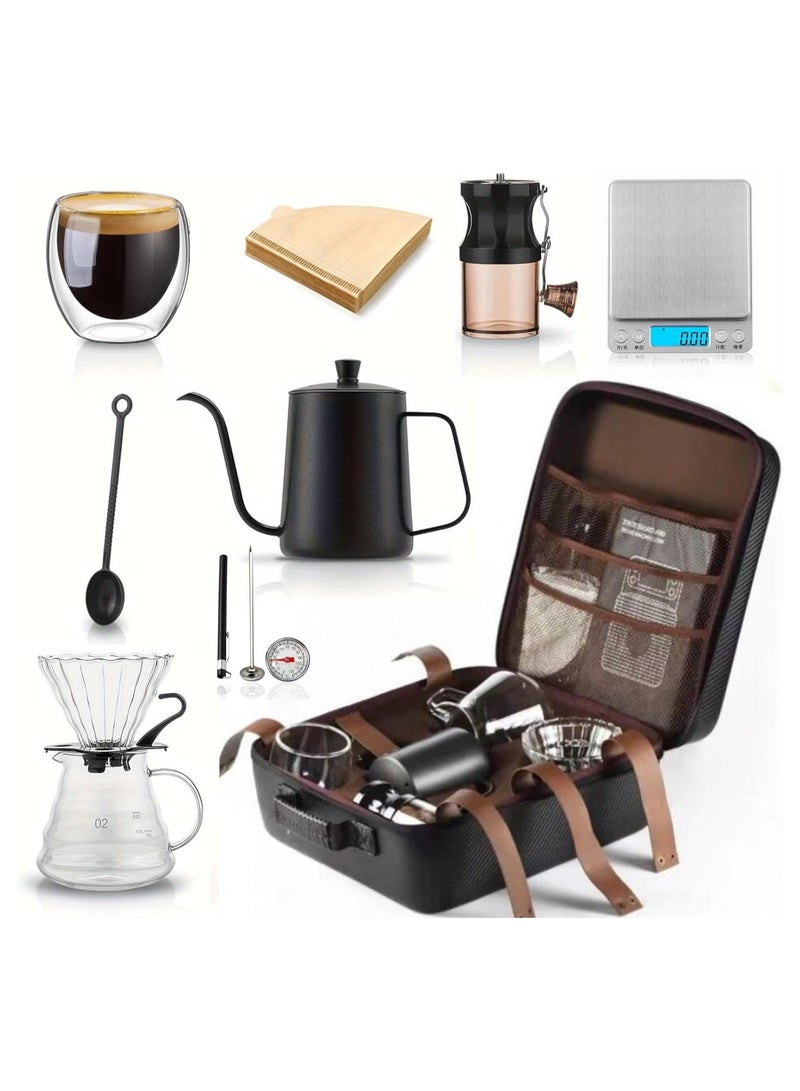 Rosemary titration coffee machine kit 9 pieces 60 | Handmade coffee machine kit with portable coffee bag, coffee grinder, boiler and filter (black coconut)