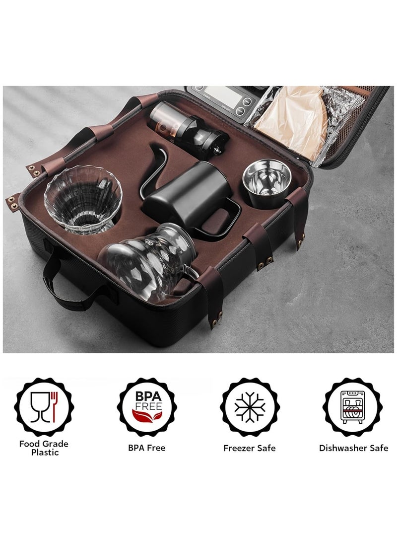 Rosemary titration coffee machine kit 9 pieces 60 | Handmade coffee machine kit with portable coffee bag, coffee grinder, boiler and filter (black coconut)