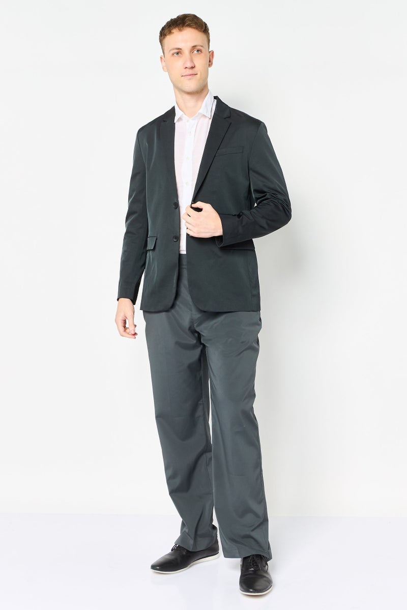 SELECTED Men Regular Fit Solid Semi Formal Blazer, Dark Grey - Image 3