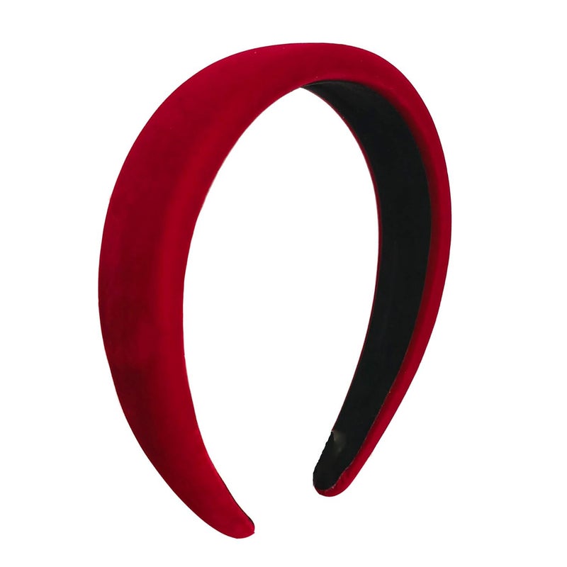 Lvyeer Red Velvet Padded Headbands for Women Soft Christmas Thick headbands Fashion Non slip Comfortable Head Bands for Women and girls hair bands for womens hair Red one size - Image 2