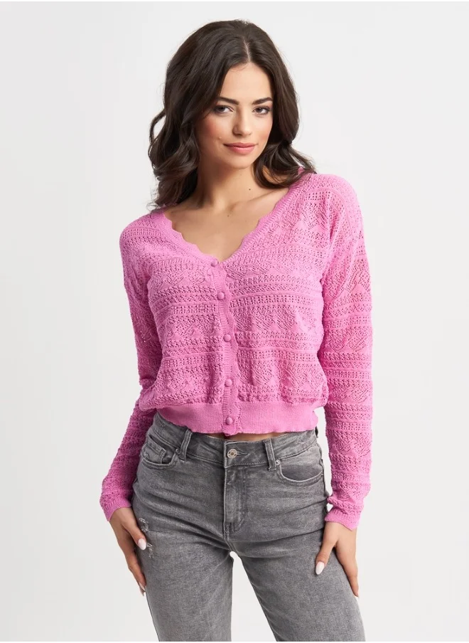 HaILYS Pink Buttoned Cardigan