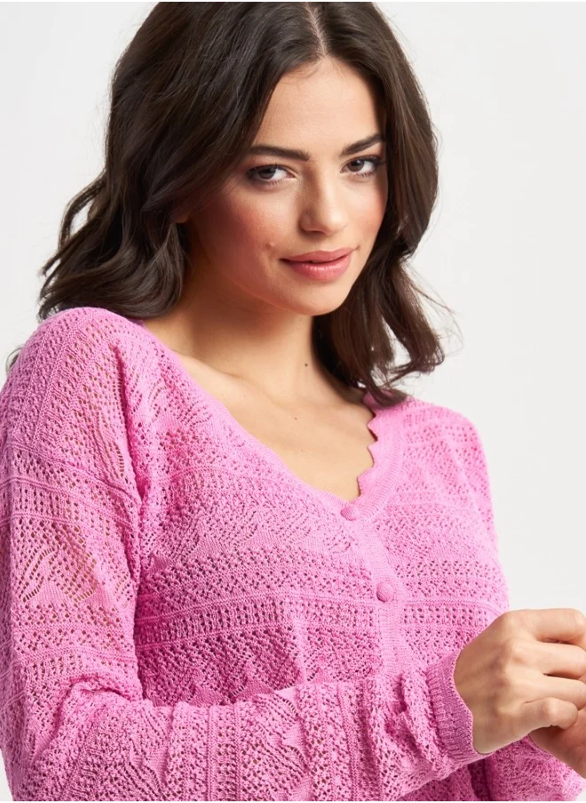 HaILYS Pink Buttoned Cardigan