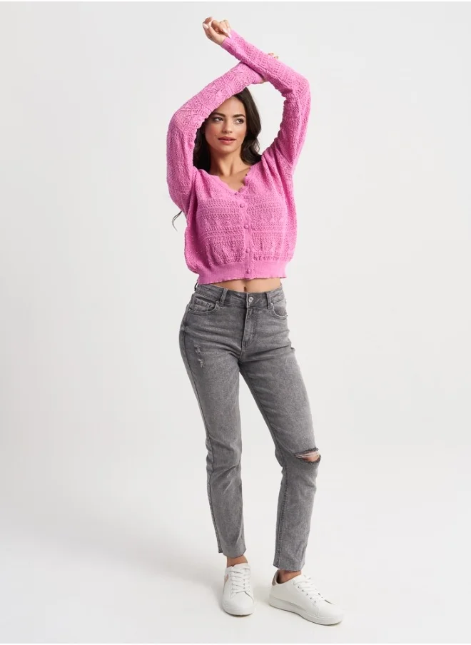 HaILYS Pink Buttoned Cardigan