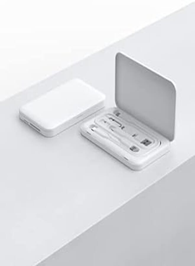 Jsaux urbankit pro usb travel gadgets storage contains usb-c to lightning cable/usb c to usb c cable 100w / usb a male to type c female/micro usb male to usb c female white