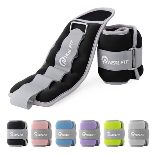 NEALFIT Ankle Weights for Men Women Kids, Leg Arm Wrist Weights with Adjustable Strap for Running, Gymnastics, Aerobics,Gym, Fitness (Black, 2 lbs x 2 (4LB Pair)) - Image 1