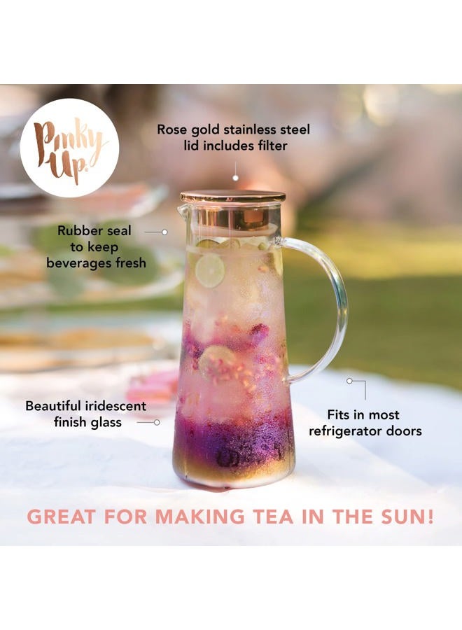 Pinky Up Charlie Iridescent Iced Tea Glass Carafe with Lid and Filter, Pitcher for Cold Coffee, Lemonade, Fruit Juices, Sparkling Water, Soda, 1.5L - Image 2