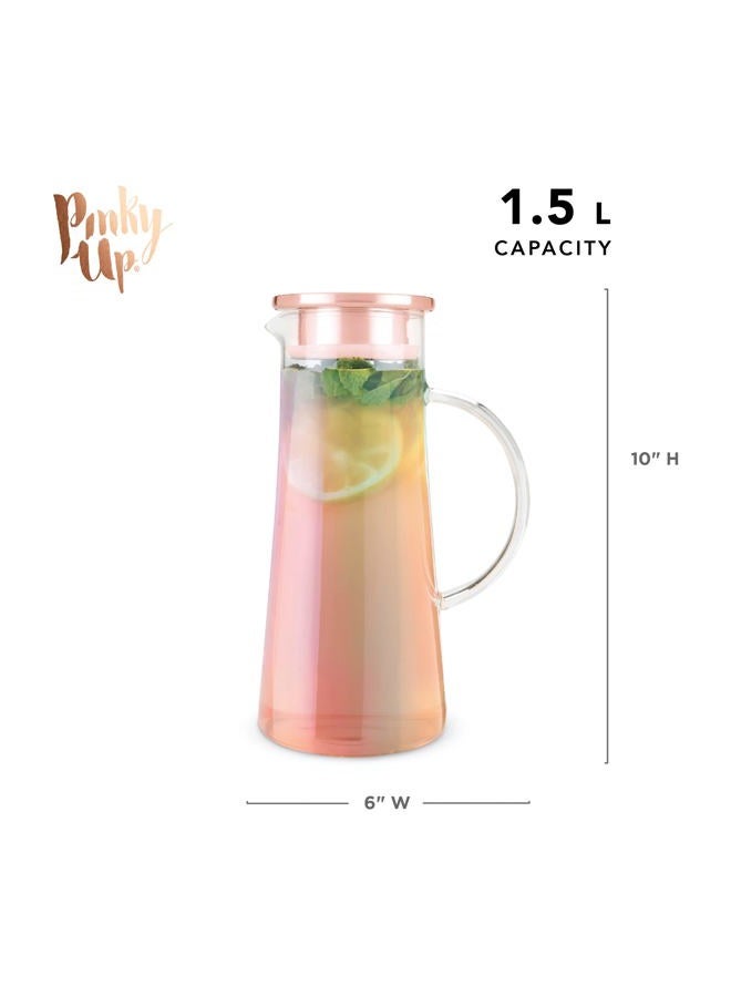 Pinky Up Charlie Iridescent Iced Tea Glass Carafe with Lid and Filter, Pitcher for Cold Coffee, Lemonade, Fruit Juices, Sparkling Water, Soda, 1.5L - Image 3