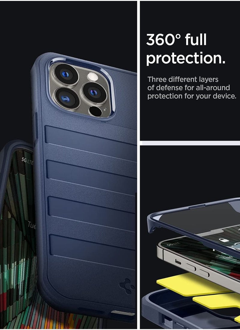 Spigen - Geo Armor 360 [Full Body Protection] Case Cover for iPhone 13 Pro Max with Built-in Screen Protector - Navy Blue - Image 1