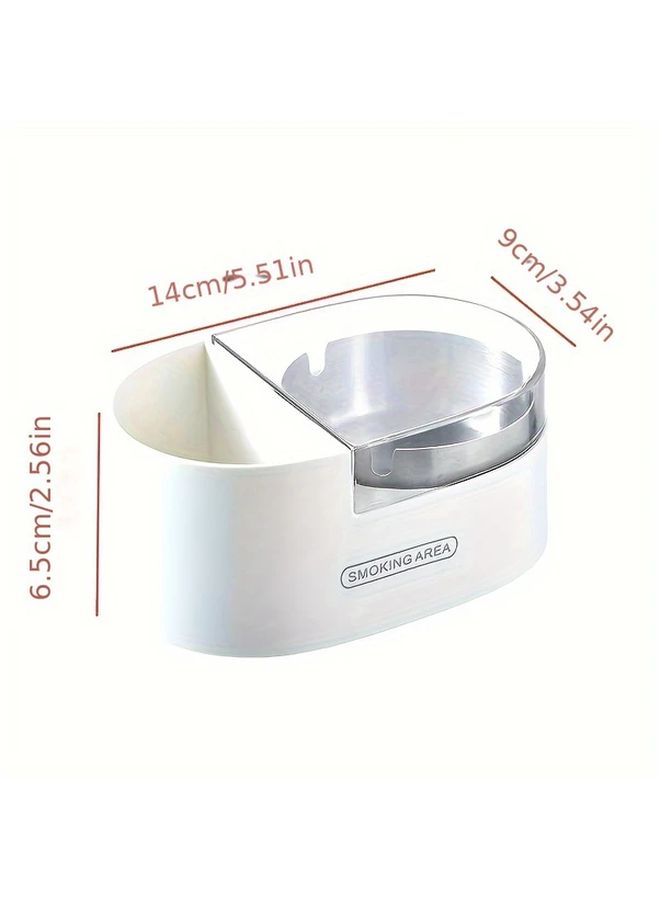 White Stainless Steel Wall Mounted Ashtray With Lid Hygienic Space Saving Design - Image 2