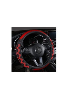 SYOSI Leather Car Steering Wheel Cover, Breathable Microfiber Leather, Universal 15 Inch Anti-Slip Odorless Car Wheel Protector (Standard Size[14 1/2''-15''], Black & Red)  - Image 1
