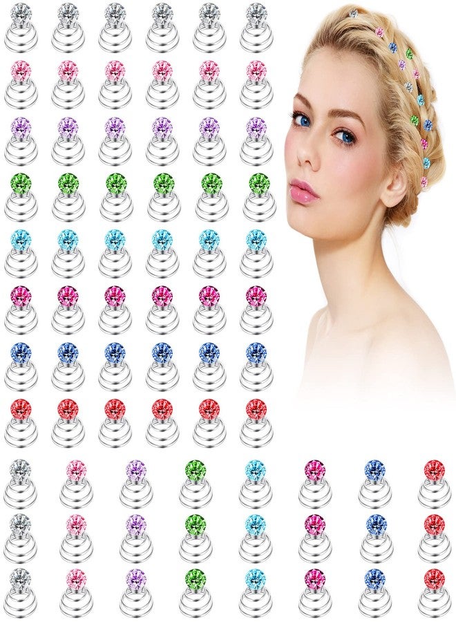 چوينت 72 قطعة من دبابيس الشعر الحلزونية المرصعة بأحجار الراين، دبابيس شعر حلزونية كريستالية، مشابك شعر معدنية لامعة ملونة، إكسسوارات شعر للنساء، مناسبة لحفلات الزفاف، ووصيفات العروس، وحفلات التخرج. - Image 1