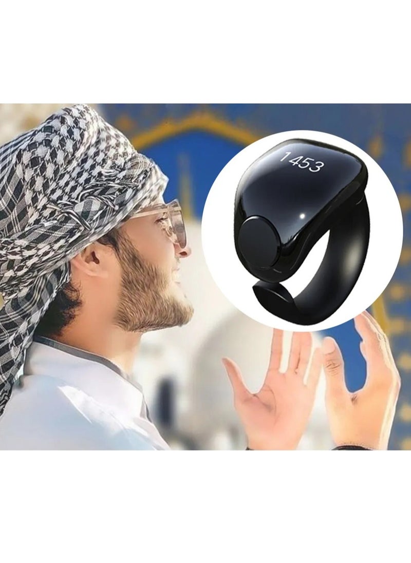 WESLAMIC - iTasbih Smart Tasbih Counter Zikr Ring – Digital Tasbeeh Counter with OLED Display, App Support, Magnetic Charging, Waterproof Design, Adjustable for Two Sizes (20mm & 22mm) – Sleek Black Prayer Companion - Image 1