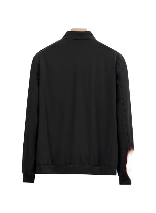 ROMON Jacket For Men, Winter Fleece-Lined Coat, Stand-Up Collar, Versatile Executive Business Casual Menswear, Ii6 Black Xl - Image 1