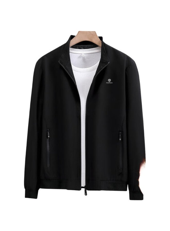 ROMON Jacket For Men, Winter Fleece-Lined Coat, Stand-Up Collar, Versatile Executive Business Casual Menswear, Ii6 Black Xl - Image 2