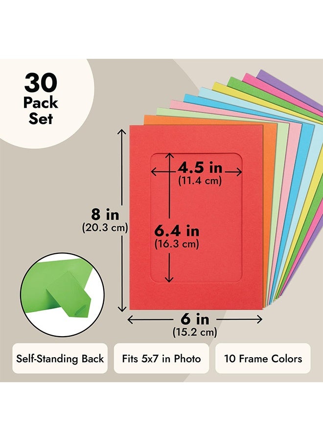 Peachjoy 30 عبوة من إطارات الصور الملونة 5x7، حاملات صور من الكرتون لعمل يدوي، حرف صفية، 10 ألوان قوس قزح - إطارات ورقية - Image 4