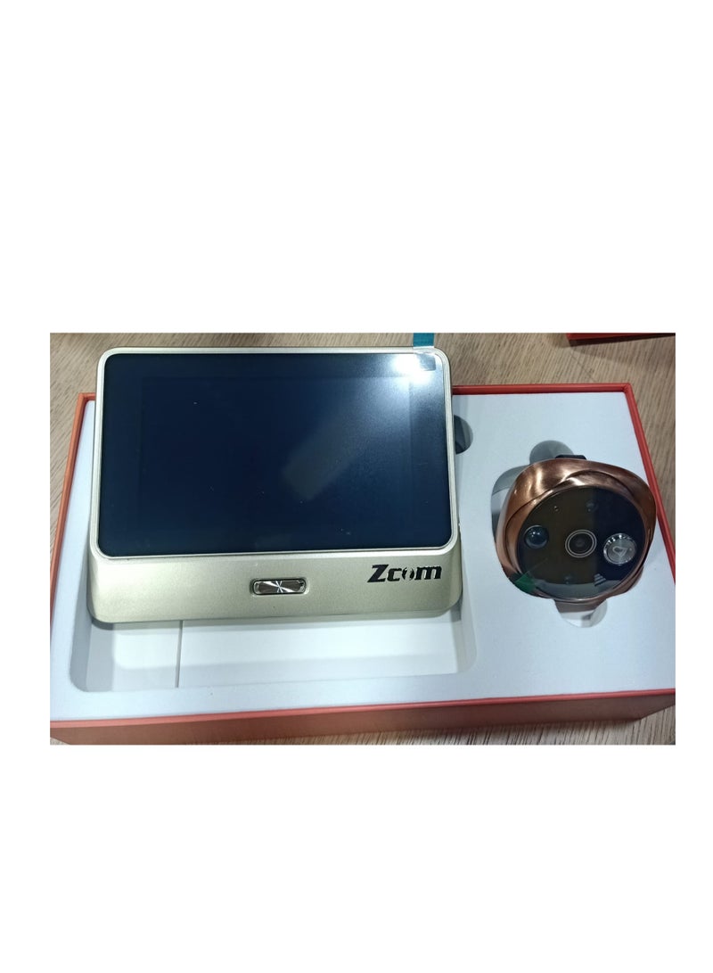 Zcom DIGITAL DOOR VIEWER ,ZCOM ,ZC-PHV04, Wirefree Peephole Door Viewer Camera with Built in Doorbell, 1080p 4.3 Inch Color Touch Screen, - Image 1
