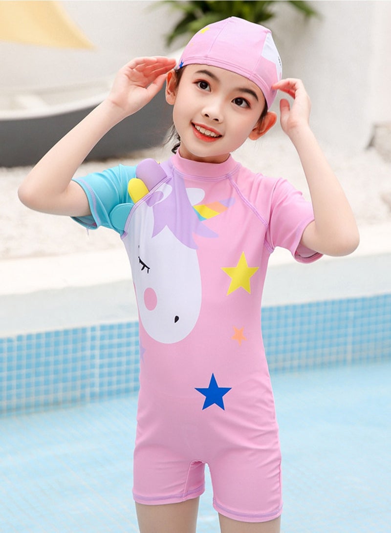 Moovant Girl's One Piece Swimdress Set, with Nose Clip, Ear Plugs, Goggle Case, and Swim Cap, Kids Complete Swimwear Kit, Waterproof Swimming Gear - Image 2