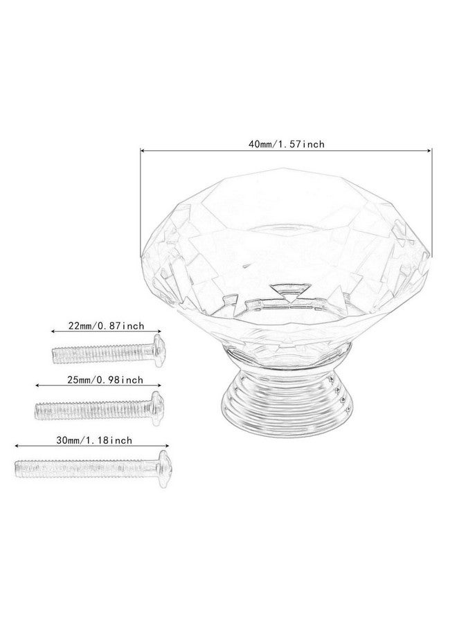 متسونينغ مقابض كريستال من Mtsooning مكونة من قطعتين على شكل ماسة ومقابض خزانة زجاجية شفافة لدرج خزانة المطبخ وخزانة الملابس وخزانة الملابس، 3 براغي بمقاسات مختلفة - Image 3