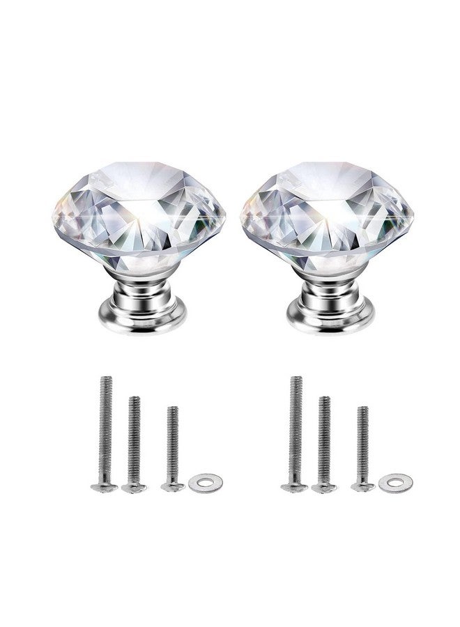 متسونينغ مقابض كريستال من Mtsooning مكونة من قطعتين على شكل ماسة ومقابض خزانة زجاجية شفافة لدرج خزانة المطبخ وخزانة الملابس وخزانة الملابس، 3 براغي بمقاسات مختلفة - Image 1