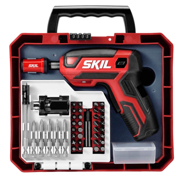 SKIL Rechargeable 4V Cordless Pistol Grip Screwdriver with 42pcs Bit Set, USB Charger and Carrying Case - SD5618-03 - Image 1