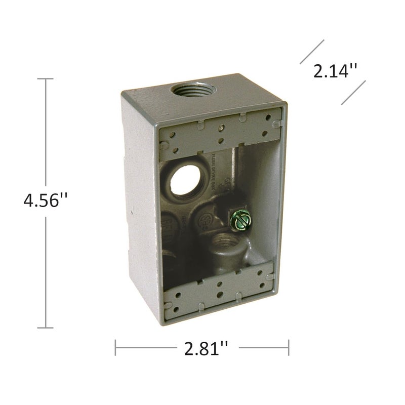 BELL 5321-0 Outlet Box, 1 Gang, 18.3 Cu-in, 4-1/2 in L X 2-3/4 in W X 2 in D, 4-1/2-Inch, Gray - Image 2