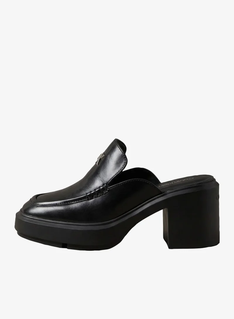 Calvin Klein Leather Platform Block-Heel Mules