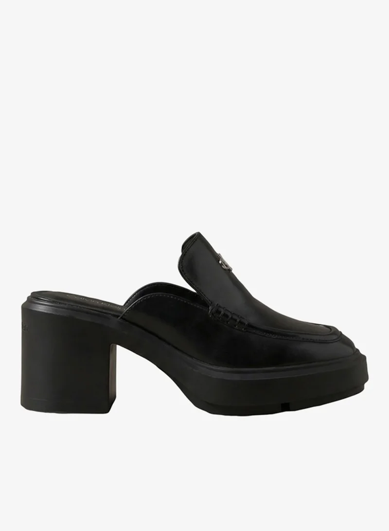 Calvin Klein Leather Platform Block-Heel Mules