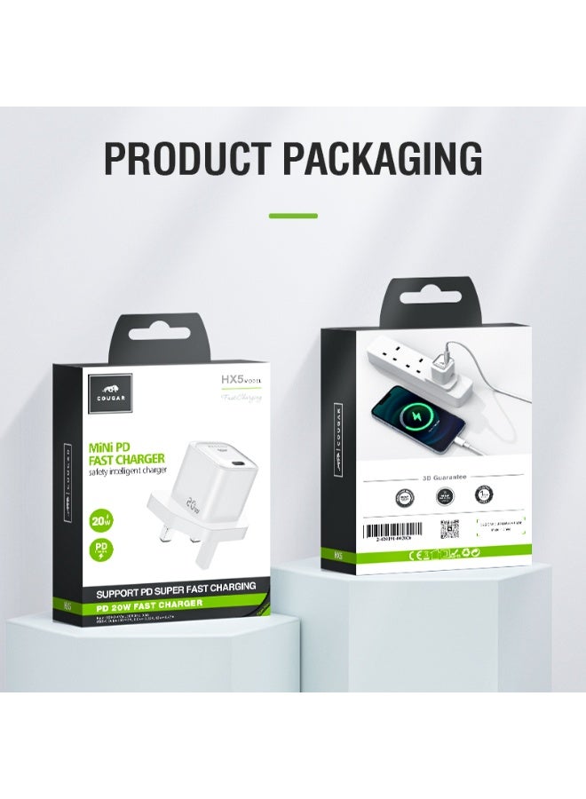 Cougar 20W USB-C PD Fast Charger, UK 3-Pin, White - Image 5