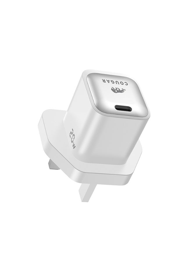 Cougar 20W USB-C PD Fast Charger, UK 3-Pin, White - Image 3