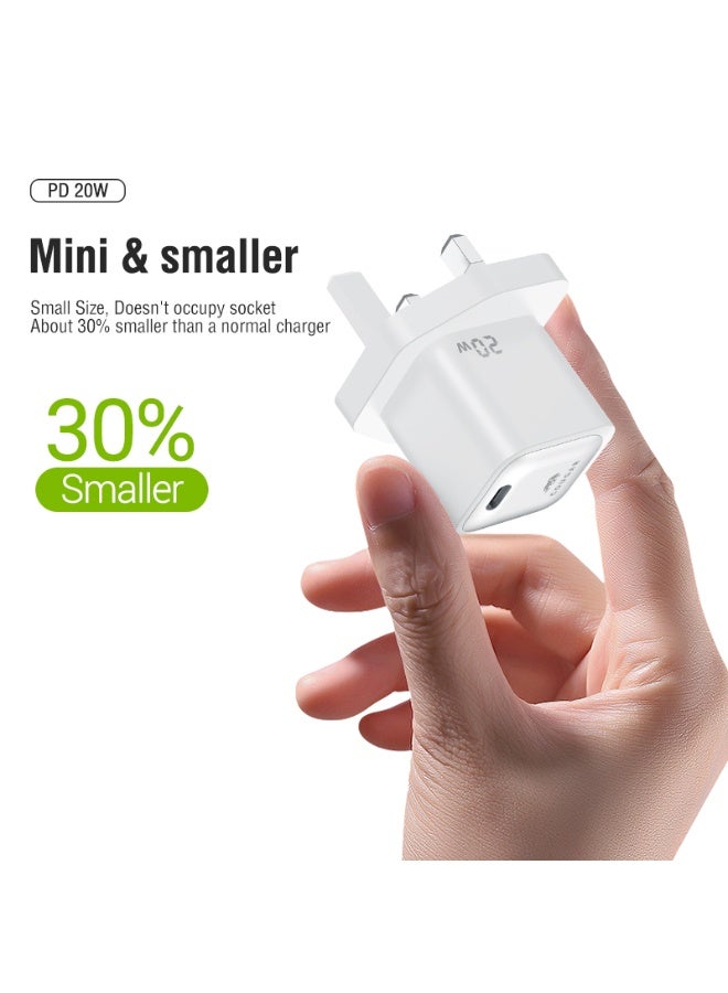 Cougar 20W USB-C PD Fast Charger, UK 3-Pin, White - Image 2
