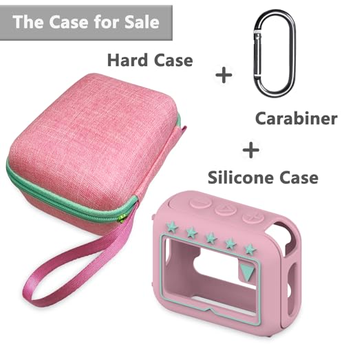 JCHPINE Silicone Cover and Hard Travel Case for JBL Go 4 Ultra Portable Bluetooth Speaker, Accessories for JBL Go 4 Pro Sound Bluetooth Speaker Stand Up Holder (Pink Case) - Image 2