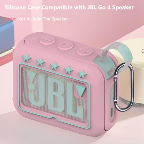 JCHPINE Silicone Cover and Hard Travel Case for JBL Go 4 Ultra Portable Bluetooth Speaker, Accessories for JBL Go 4 Pro Sound Bluetooth Speaker Stand Up Holder (Pink Case) - Image 4