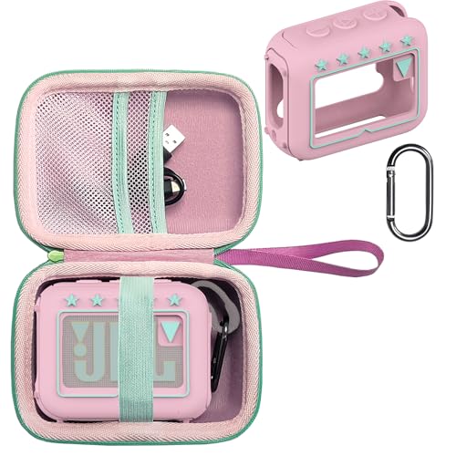 JCHPINE Silicone Cover and Hard Travel Case for JBL Go 4 Ultra Portable Bluetooth Speaker, Accessories for JBL Go 4 Pro Sound Bluetooth Speaker Stand Up Holder (Pink Case) - Image 3
