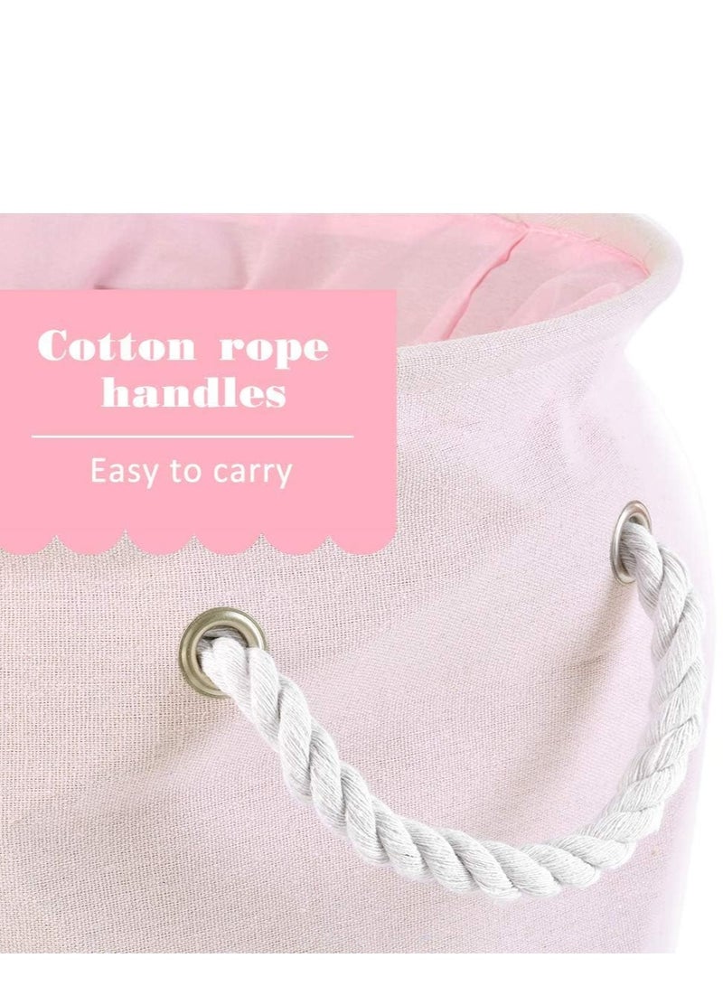 Raxoom Storage Bin，Cotton Collapsible Pink Organizer Basket for Girls Laundry Hamper,Toy Bins,Gift Baskets, Laundry Hamper,Bedroom, Clothes,Baby Nursery(Pink) - Image 5