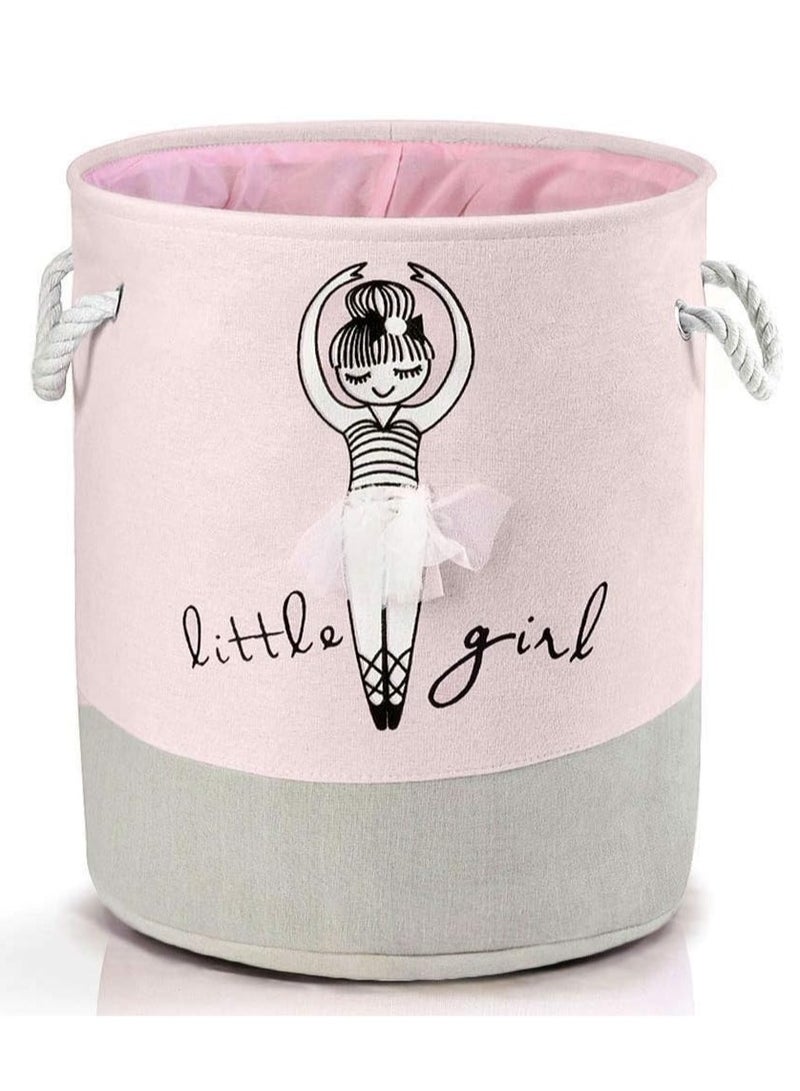 Raxoom Storage Bin，Cotton Collapsible Pink Organizer Basket for Girls Laundry Hamper,Toy Bins,Gift Baskets, Laundry Hamper,Bedroom, Clothes,Baby Nursery(Pink) - Image 1