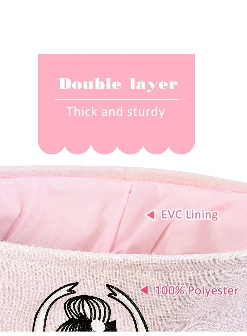 Raxoom Storage Bin，Cotton Collapsible Pink Organizer Basket for Girls Laundry Hamper,Toy Bins,Gift Baskets, Laundry Hamper,Bedroom, Clothes,Baby Nursery(Pink) - Image 4