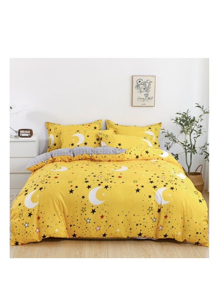 PROMASS 6-Piece King Size Duvet Cover Set, 1 Duvet Cover + 1 Fitted Sheet + 4 Pillow Cases, Microfibre, Dandelion - Image 1