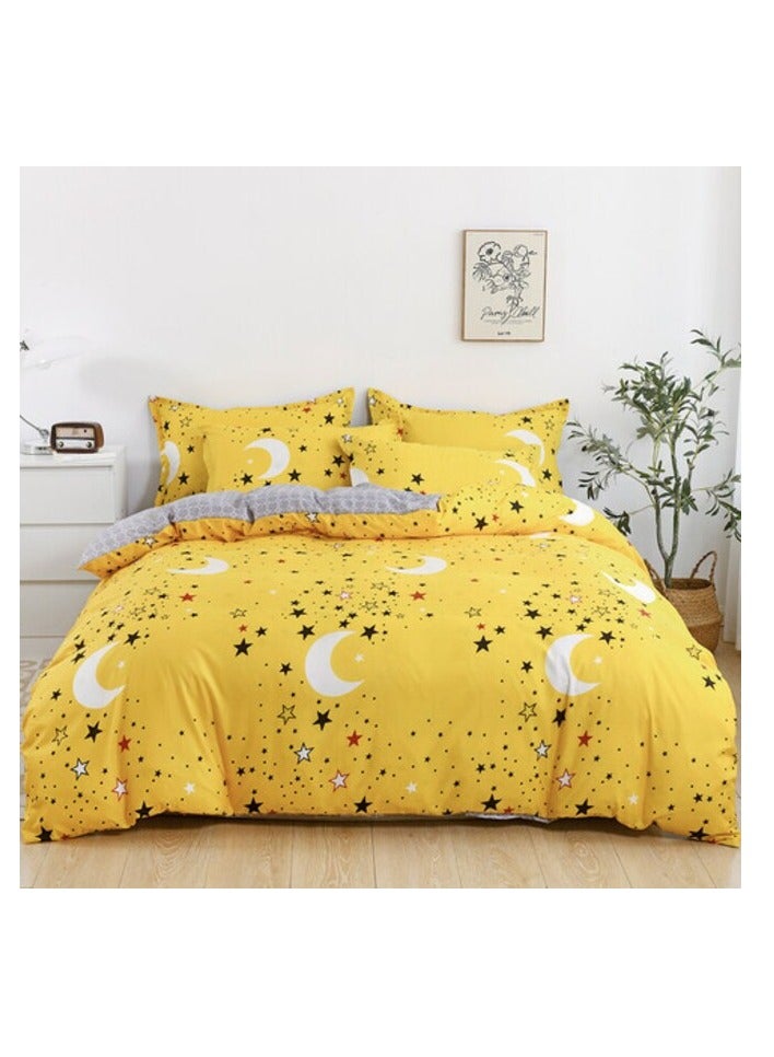 PROMASS 6-Piece King Size Duvet Cover Set, 1 Duvet Cover + 1 Fitted Sheet + 4 Pillow Cases, Microfibre, Dandelion - Image 3